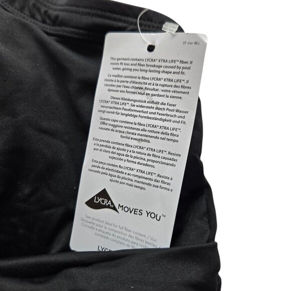 NWT Lands End Black Women's 16DD V-Neck Wrap Underwire Tankini Swimsuit Top - Picture 4 of 15